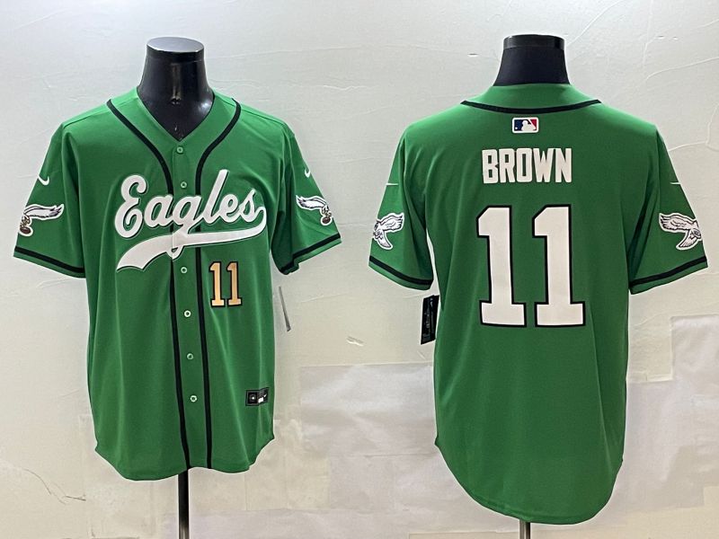 Men Philadelphia Eagles #11 Brown Green three generations Jointly Name 2025 Nike Limited NFL Jersey style 9